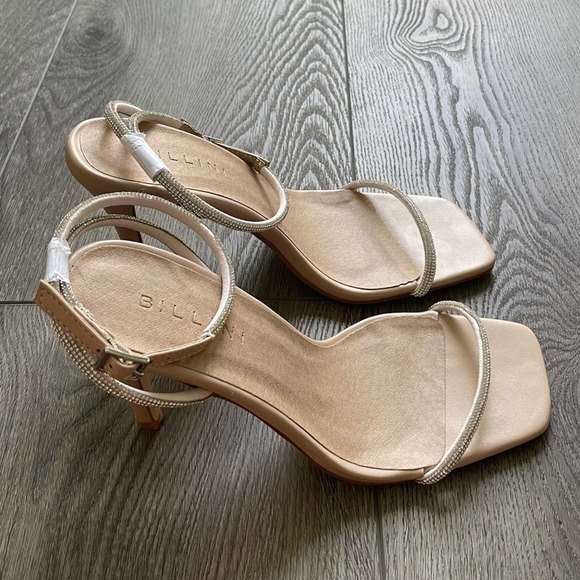 billini starlette glam nude crystal thin strappy tubular high heels size 7 new - Picture 2 of 10